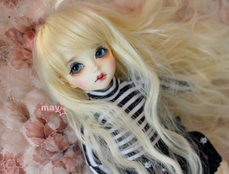 long light golden wig for girl bjd 1/3,1/4,1/6 doll - Click Image to Close